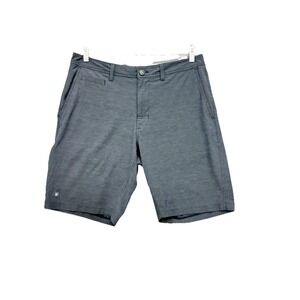 Linksoul Men Shorts 33x10 Boardwalker Heather Gray Chino‎ Flat Front Performance